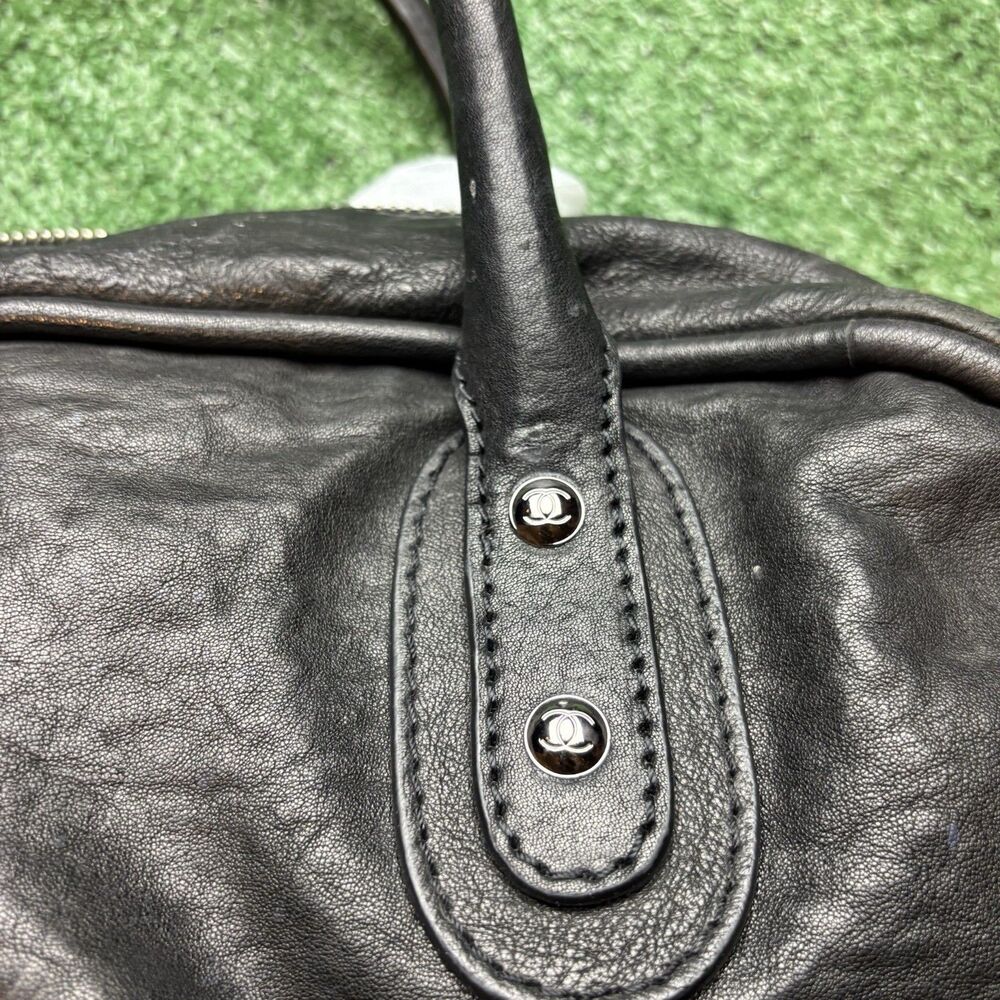 CHANEL Coco Mark Matelasse Boston Bag Travel Black Large Bowling Bag Authentic - Picture 15 of 16
